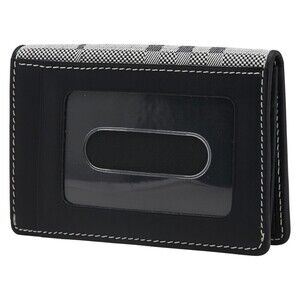 Burberry check card Wallet canvas Black Passport leather